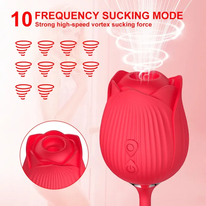 2in1 Clit Suction and Vaginal Telescopic Vibrator 10speed Roseshaped Vibrator Womens Sex Toys EVEs SECRETS Vibrators