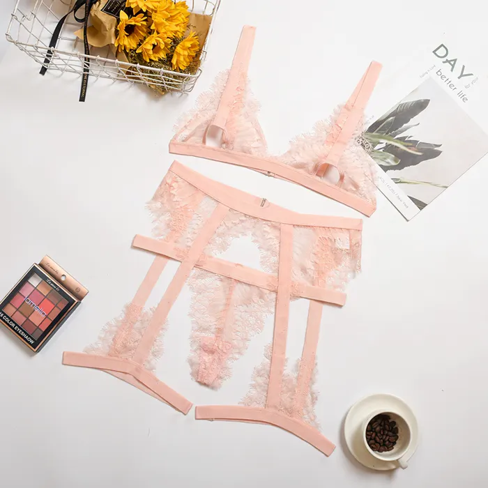EVEs SECRETS Female Sex Toys Womens Erotic Hollow Out Underwear Female Unlined Lace Bra Lingerie Set
