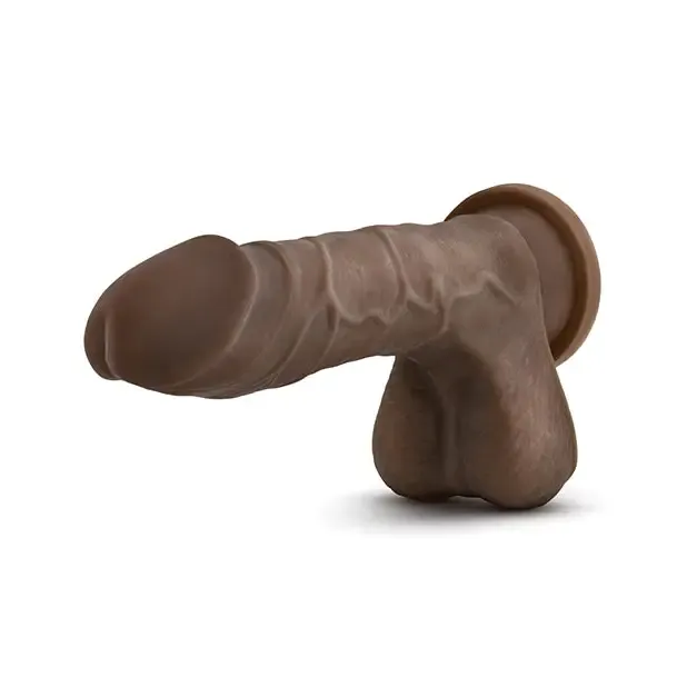 Dildos Blush Au Naturel Mister Perfect 85 in Posable Dual Density Dildo with Balls Suction Cup Brown Blush