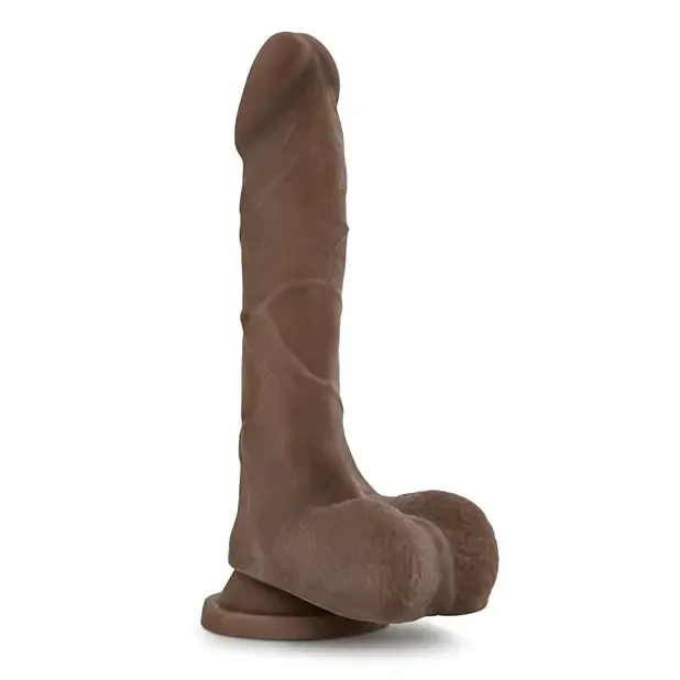 Dildos Blush Au Naturel Mister Perfect 85 in Posable Dual Density Dildo with Balls Suction Cup Brown Blush
