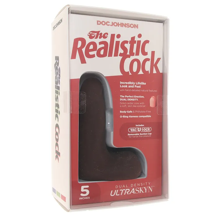 Doc Johnson Female Sex Toys The Realistic 5 Inch Cock with Balls in Chocolate