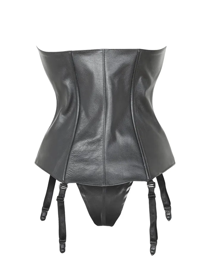 HonourSkintwocom Restraints Leather Cupless Suspender Basque GString Set