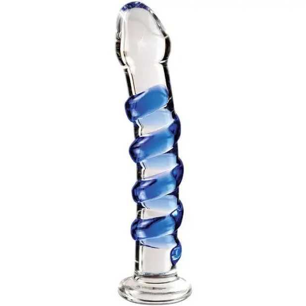Icicles Icicles No 5 Hand Blown Glass Massager Clear Wblue Swirls Dildos Icicles Icicles No 5 Hand Blown Glass Massager Clear Wblue Swirls Dildos