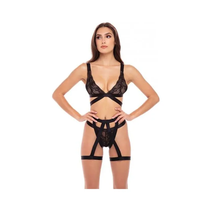 Rene Rofe Straps Garters Bra Set Black Sm Rene Rofe Anal