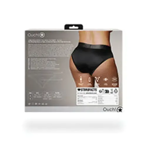 Shots Ouch Vibrating Strapon Highcut Brief Black ML SHOTS AMERICA Female Sex Toys