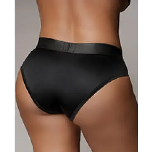 Shots Ouch Vibrating Strapon Highcut Brief Black ML SHOTS AMERICA Female Sex Toys