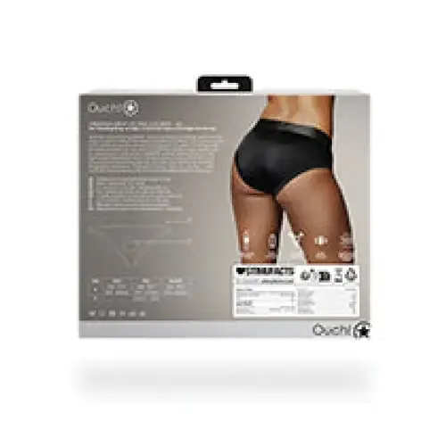 Shots Ouch Vibrating Strapon Highcut Brief Black ML SHOTS AMERICA Female Sex Toys