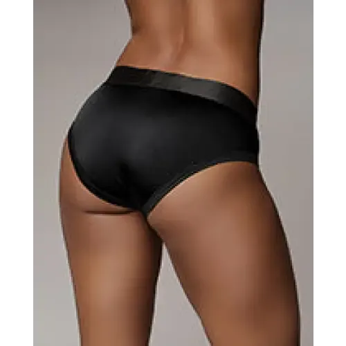 Shots Ouch Vibrating Strapon Highcut Brief Black ML SHOTS AMERICA Female Sex Toys