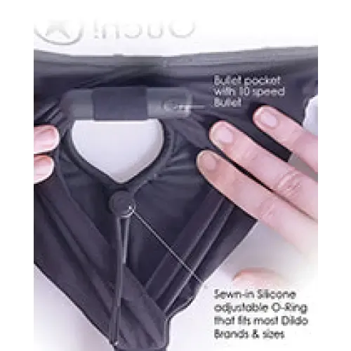 Shots Ouch Vibrating Strapon Highcut Brief Black ML SHOTS AMERICA Female Sex Toys