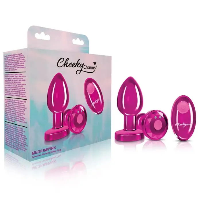 Viben Anal Cheeky Charms Vibrating Metal Plug Pink W Remote Viben Anal Cheeky Charms Vibrating Metal Plug Pink W Remote