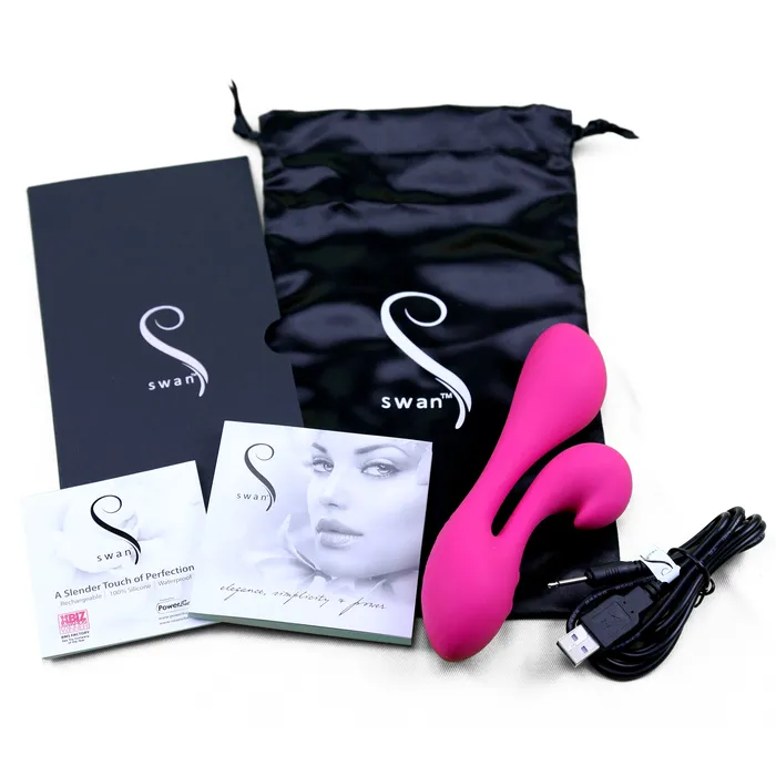 Vibrators The Swan Silhouette Dual Vibrator Rechargeable Pink Swan