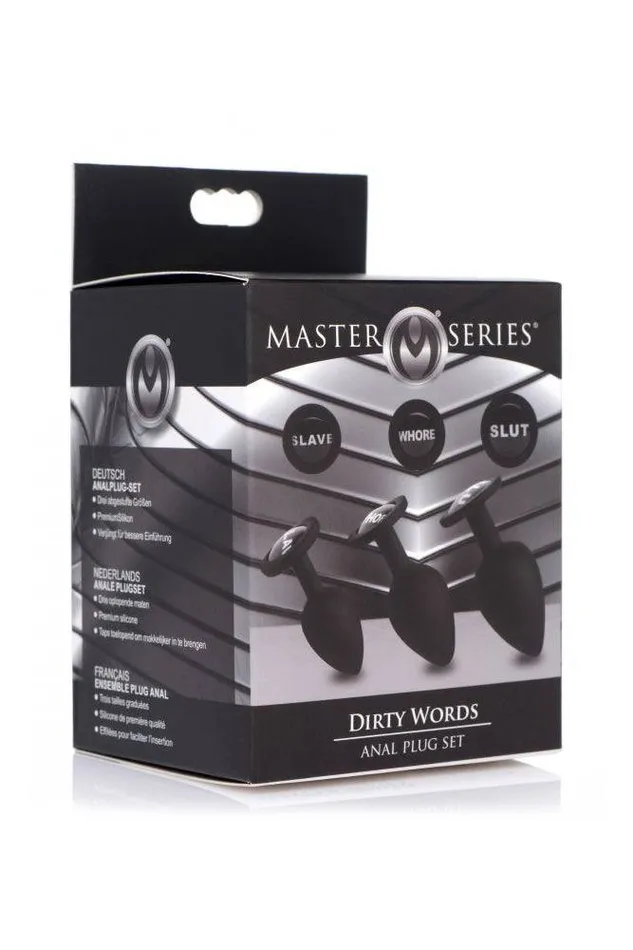 Anal XR Brands Master Series Dirty Words Anal Plug Set Black XR Brands