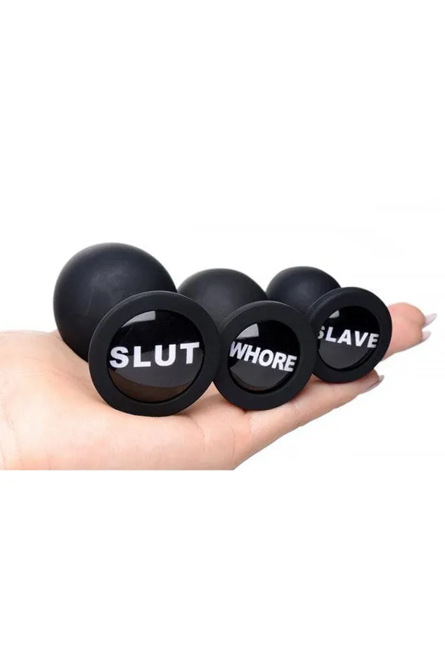 Anal XR Brands Master Series Dirty Words Anal Plug Set Black XR Brands