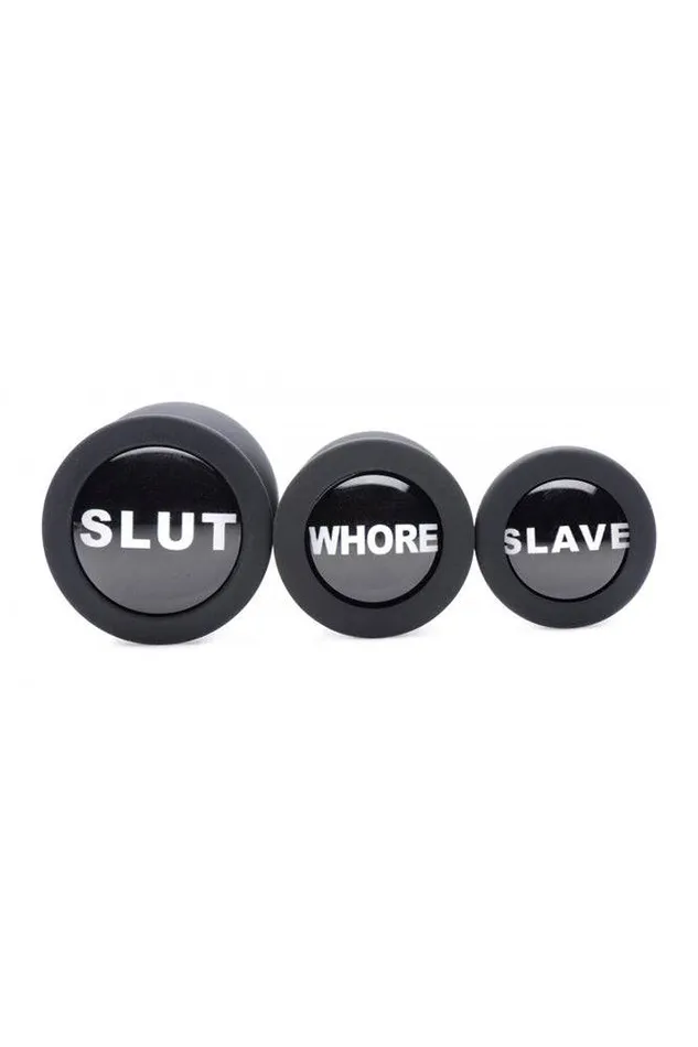 Anal XR Brands Master Series Dirty Words Anal Plug Set Black XR Brands
