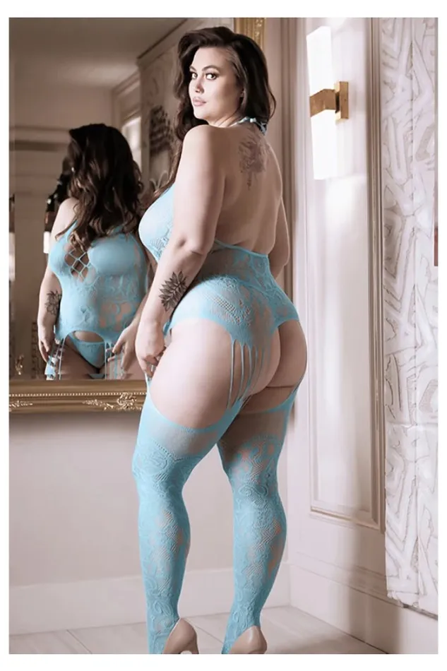 Fantasy Lingerie Fantasy Lingerie Sheer Fantasy On Cloud 9 Bodystocking GString Blue Queen Size Female Sex Toys