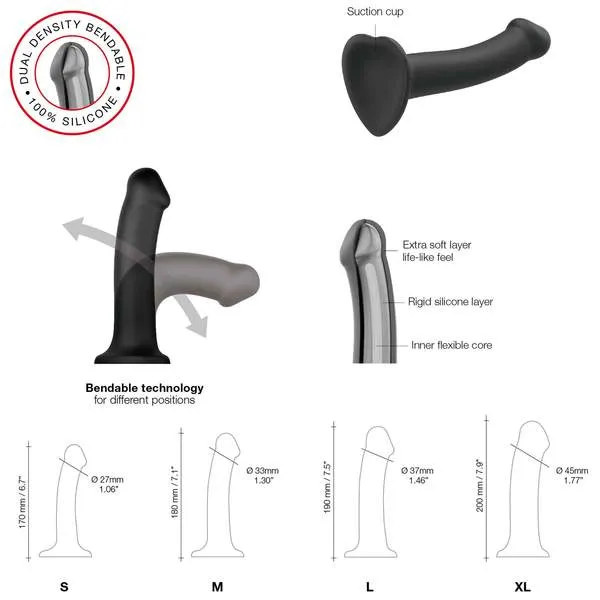 Strap On Me Dual Density Dildo XL Black STRAP ON ME Female Sex Toys