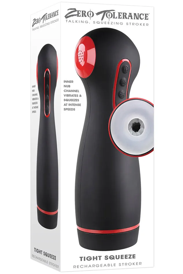 Zero Tolerance Tight Squeeze Vibrating Squeezing Talking Stroker Zero Tolerance Male Sex Toys
